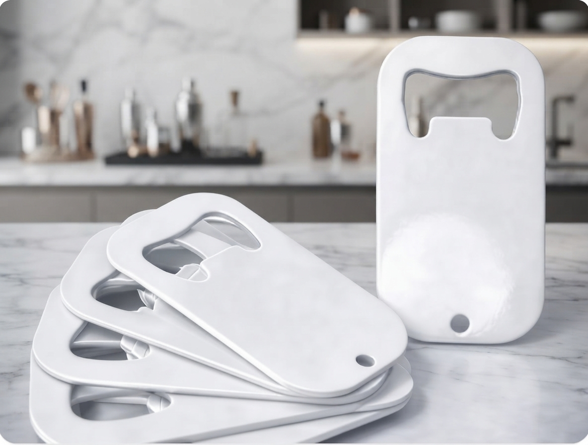 Llavero Destapador Pequeño Metalico Blanco