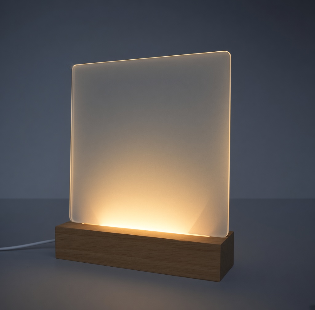 Porta Retrato Cuadrado De Vidrio Luz Led